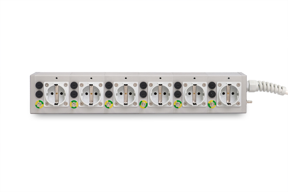 Medical multiple socket outlet MEDX ZPA 6 modules, 3m cable length