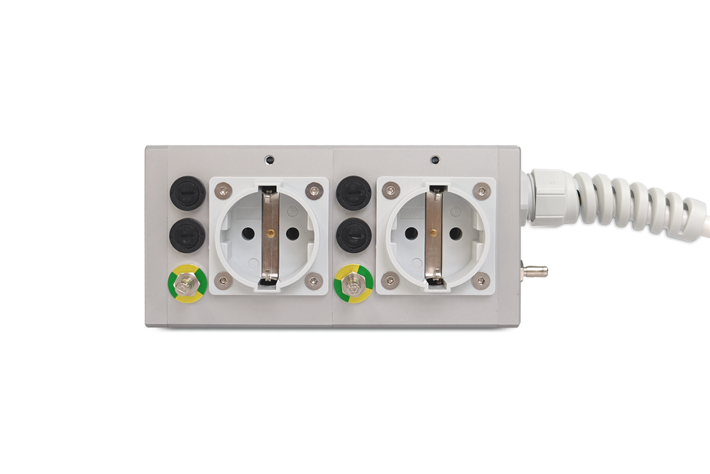 Medical multiple socket outlet MEDX ZPA 2 modules, 6m cable length