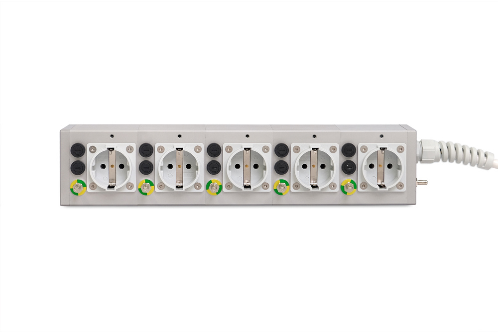 Medical multiple socket outlet MEDX ZPA 5 modules, 3m cable length